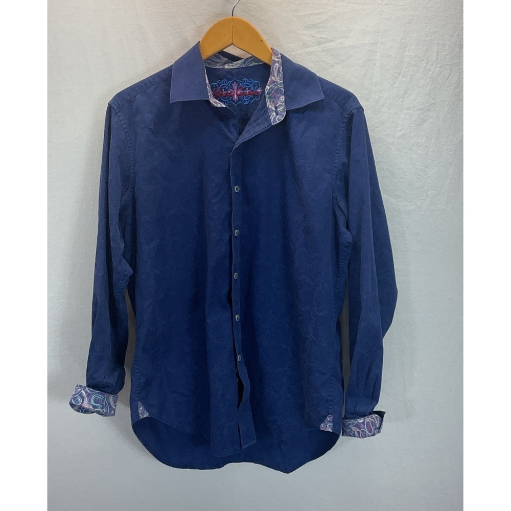 Robert Graham Men's Button Shirt Size M Abstract Blue Weave Design Long Sleeve